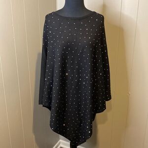 Malissa J Collection One Size Poncho Sequin Bedazzled Front Stretch